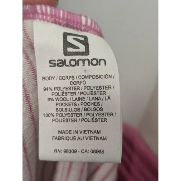 Salomon Pink Track Lightweight Wool Blend Jacket sz M Outdoor Full Zip Mock Neck - Picture 12 of 12